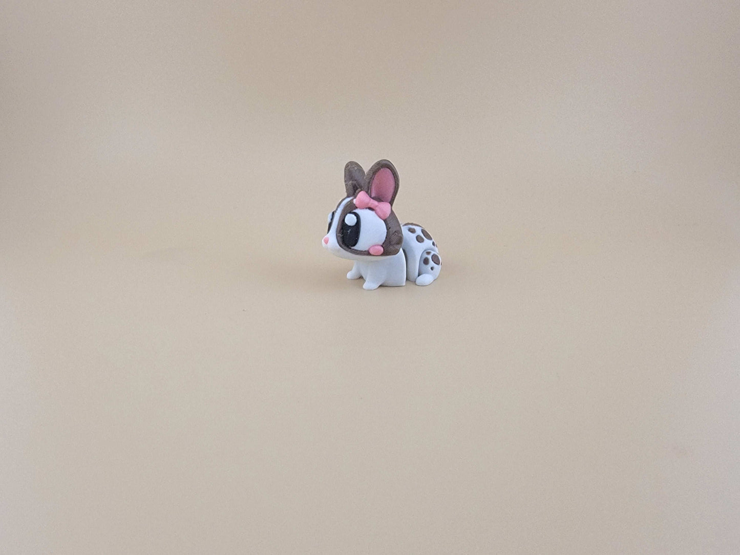 White with Brown spots bunny flexi 3d printed easter basket idea
