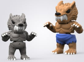 3D printed articulated werewolf figurine in attack pose