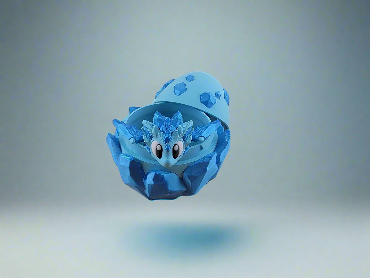 Blue Crystal Dragon Egg with Dragon inside fun flexi 3d friend articulated.