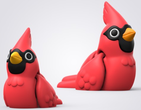 3D printed cardinal bird perched pose – gift for bird lovers