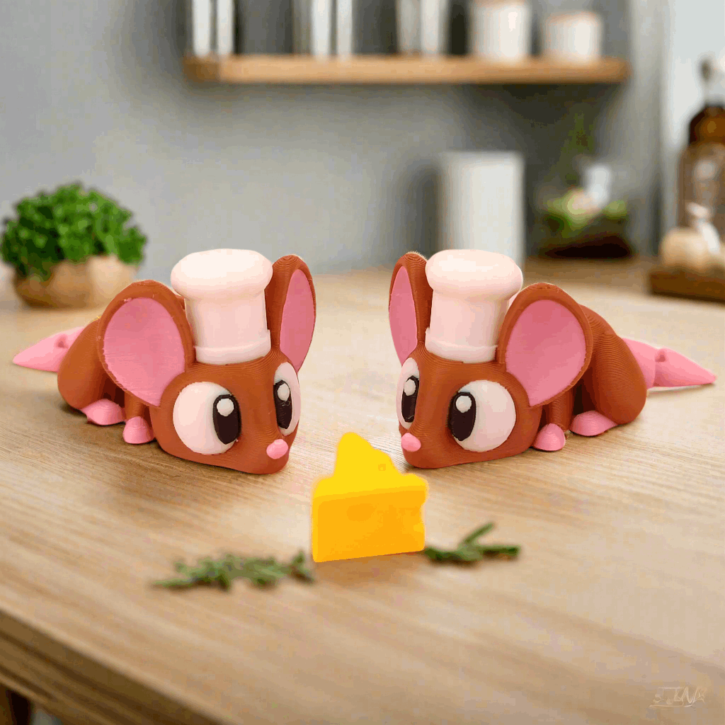 Chefs Mouse with cheese 3d printed flexi