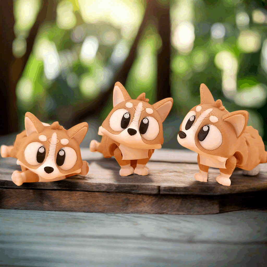 Cute Corgi dog 3d printed flexi articulated
