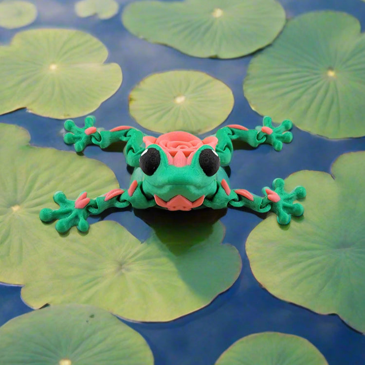 Cute Rose Frog with a pink rose on its back