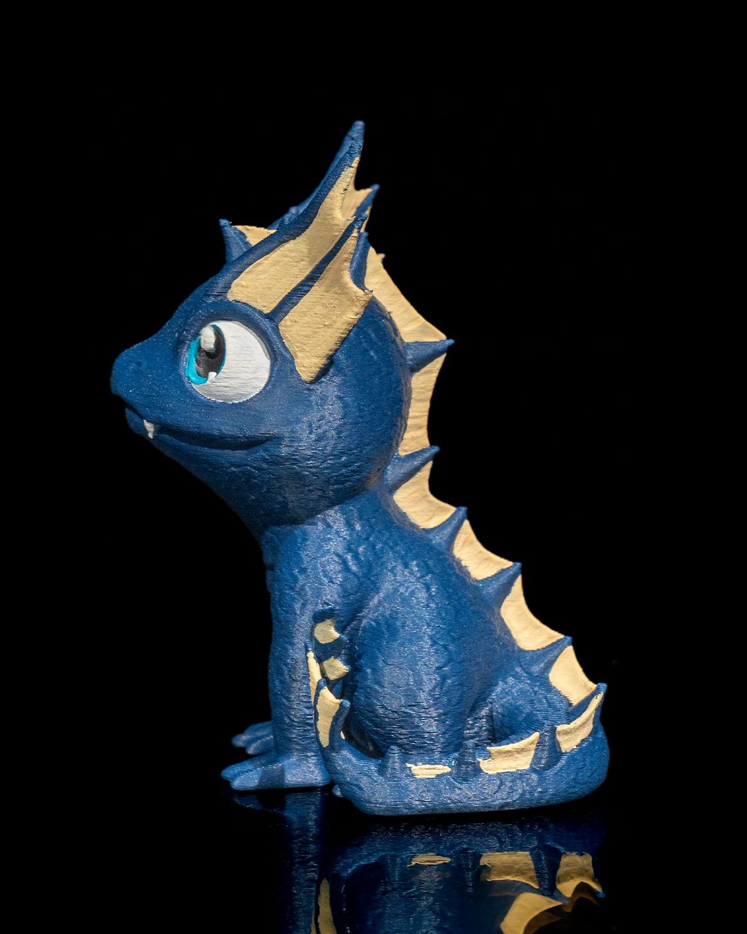 3D printed water dragon figure – side profile view