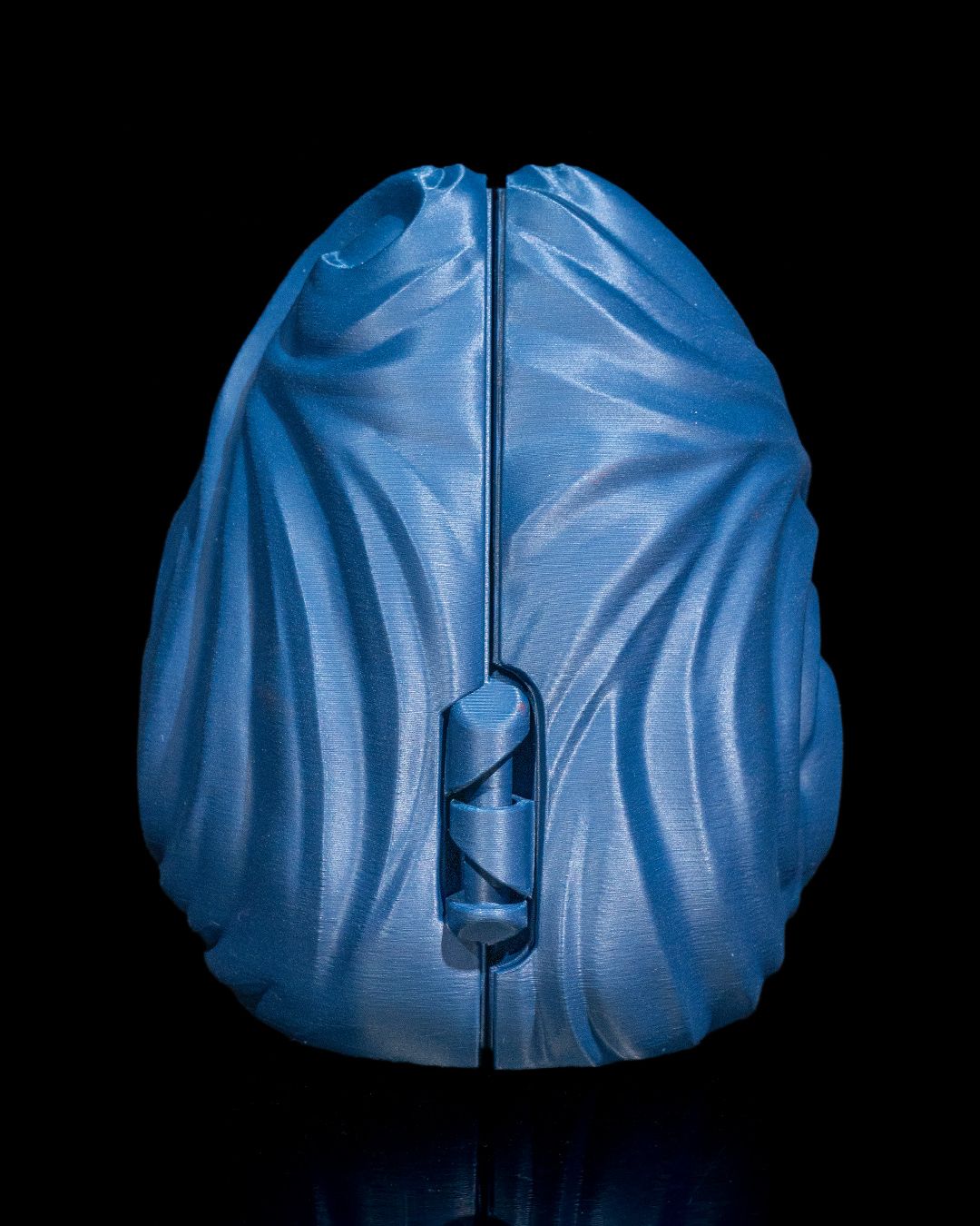 3D printed water dragon egg – closed view on black background