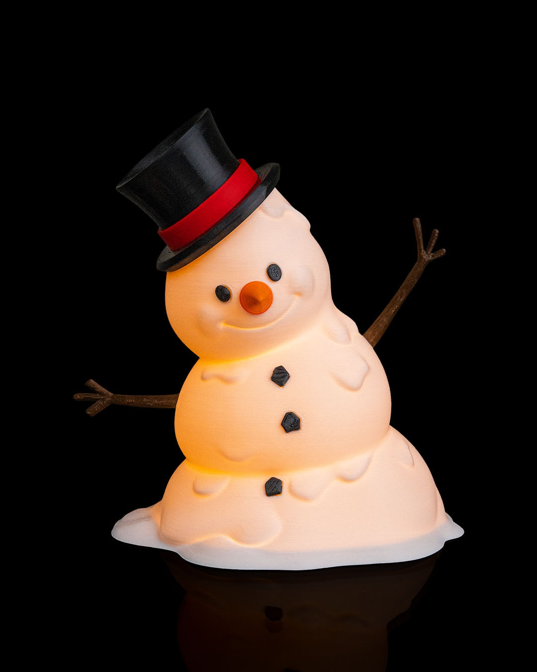 3D printed happy snowman table lamp – cheerful holiday décor