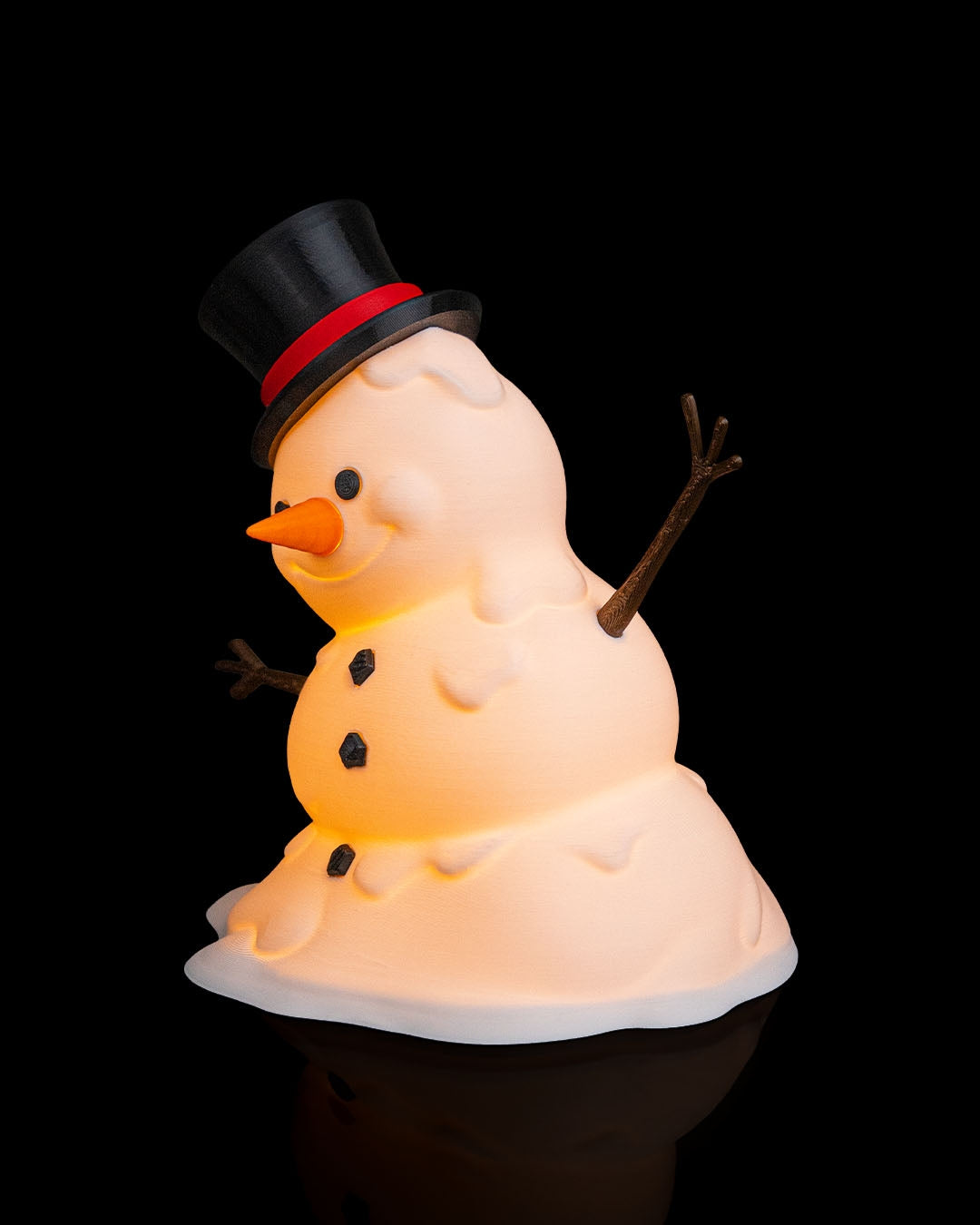 Happy snowman lamp side view – 3D printed winter decoration