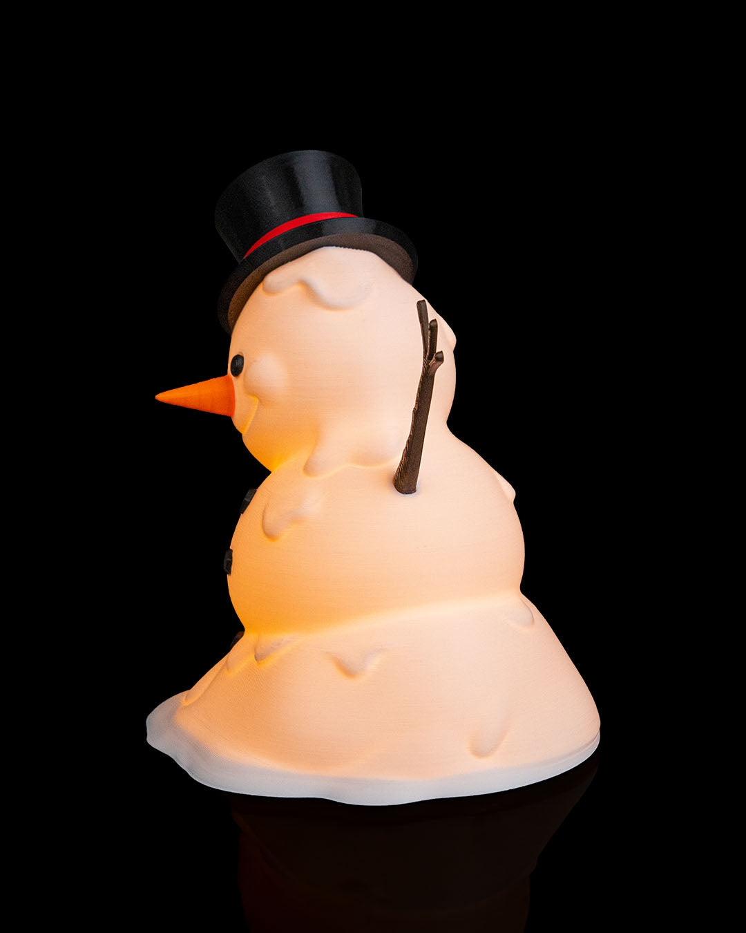 Happy snowman lamp side view – 3D printed winter decoration