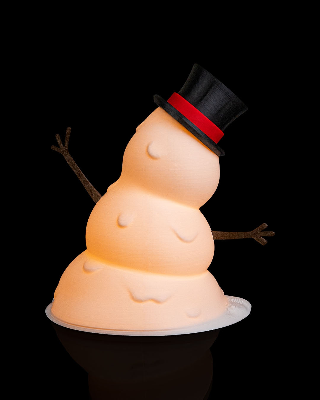 3D printed happy snowman lamp – custom color option