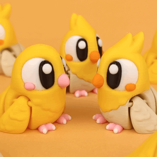 Adorable Yellow Parakeet 3D Printed Flexible Toy