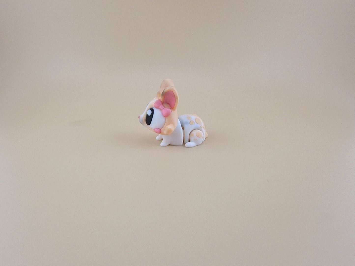 White with Peach spot  bunny flexi 3d printed easter basket idea