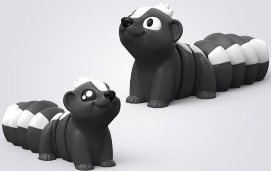 Articulated 3D printed skunk – flexi fidget desk pet