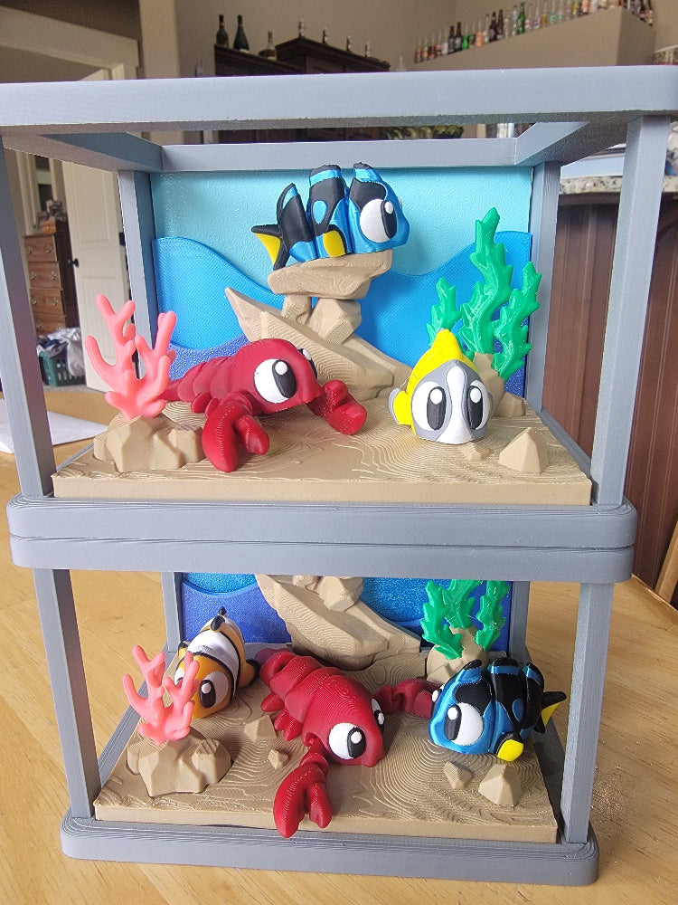 Stacked Fish tanks with fish