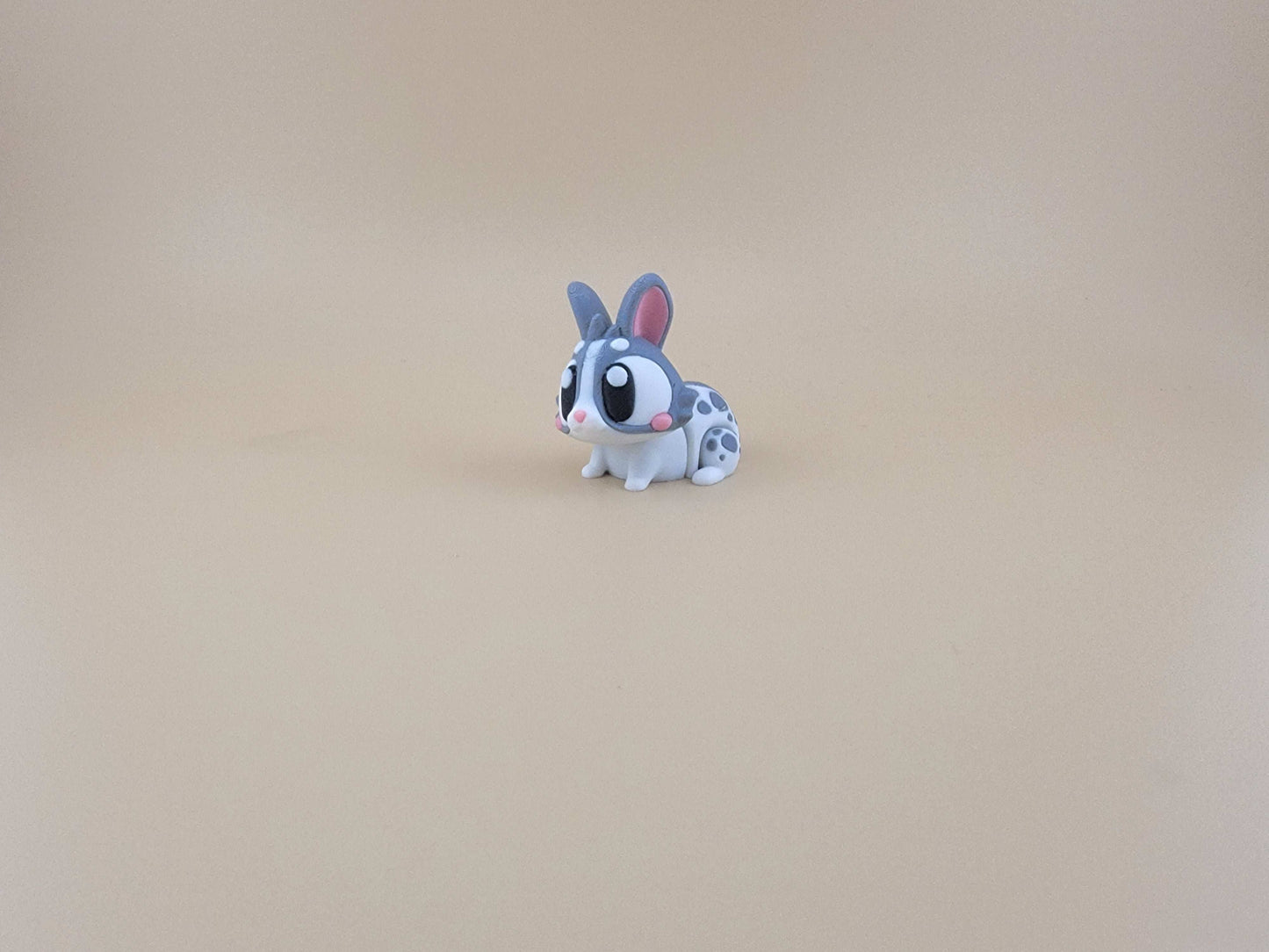 White with Gray spots bunny flexi 3d printed easter basket idea