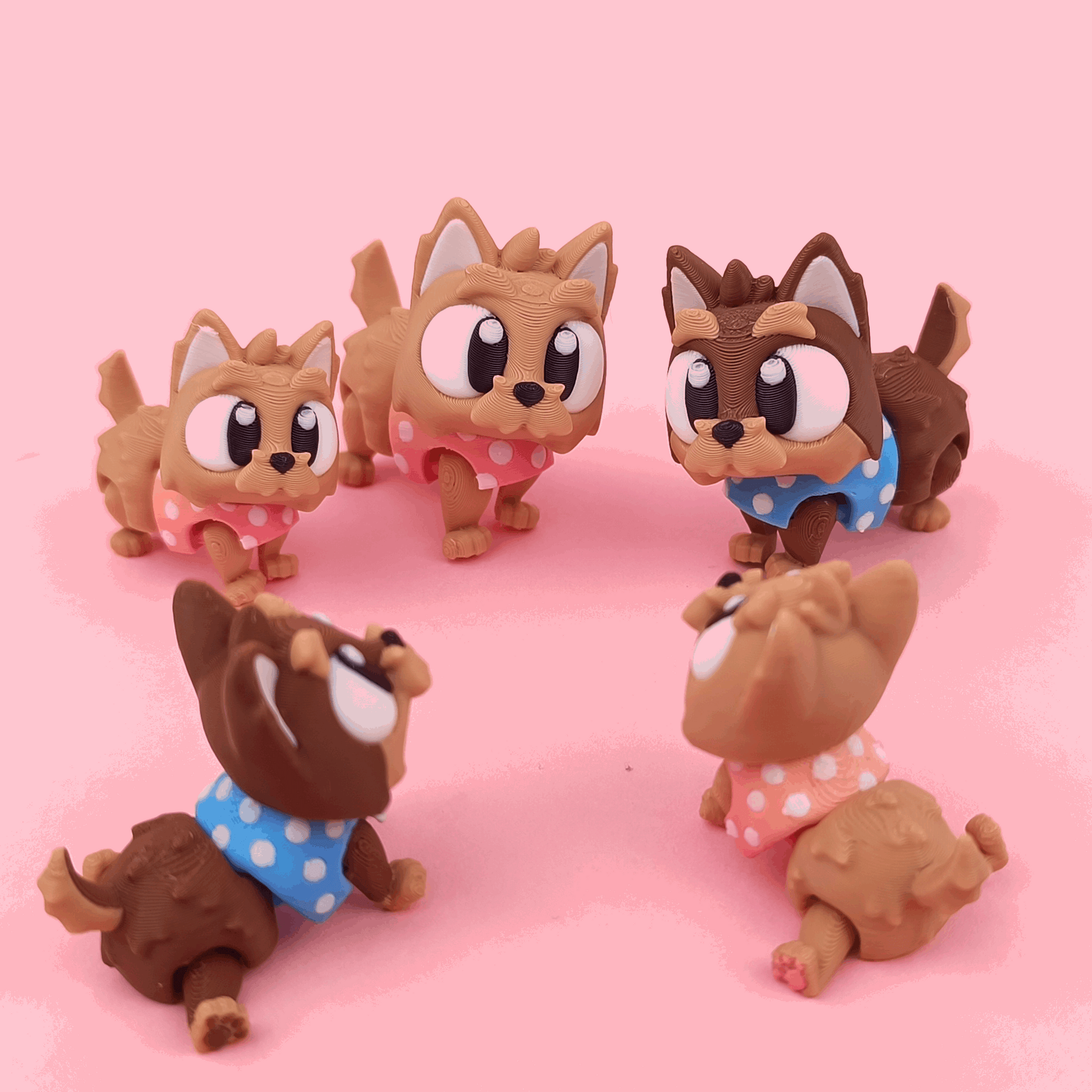 Yorkie Dog 3D‑printed articulated flexi toy with leg and tail joints