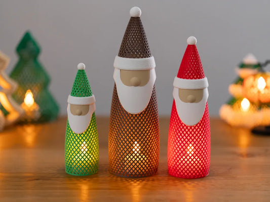 3D printed Santa tealight holder – mesh holiday candle décor
