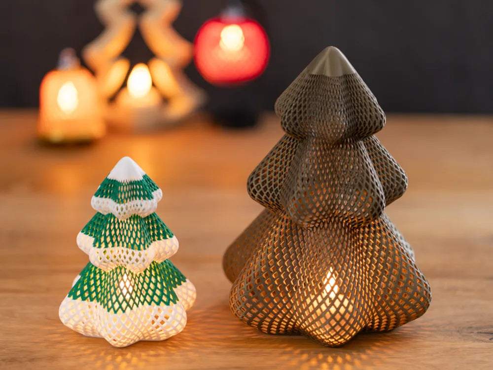 3D printed Christmas tree tealight holder – mesh lattice design